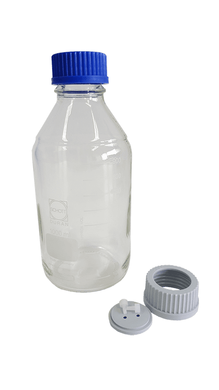 Afbeelding van Set of 5 1-L Glass Bottles. For LC-20 or LC-30 systems, with 3-hole-cap